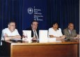 En Diputación, presentación de Fray Bartolome. Luis Baraiazarra, José Antonio Arana Martija, Ana Madariaga (Diputada de Cultura), Gorka Martinez (BBK). Falta: Julen Urkiza 